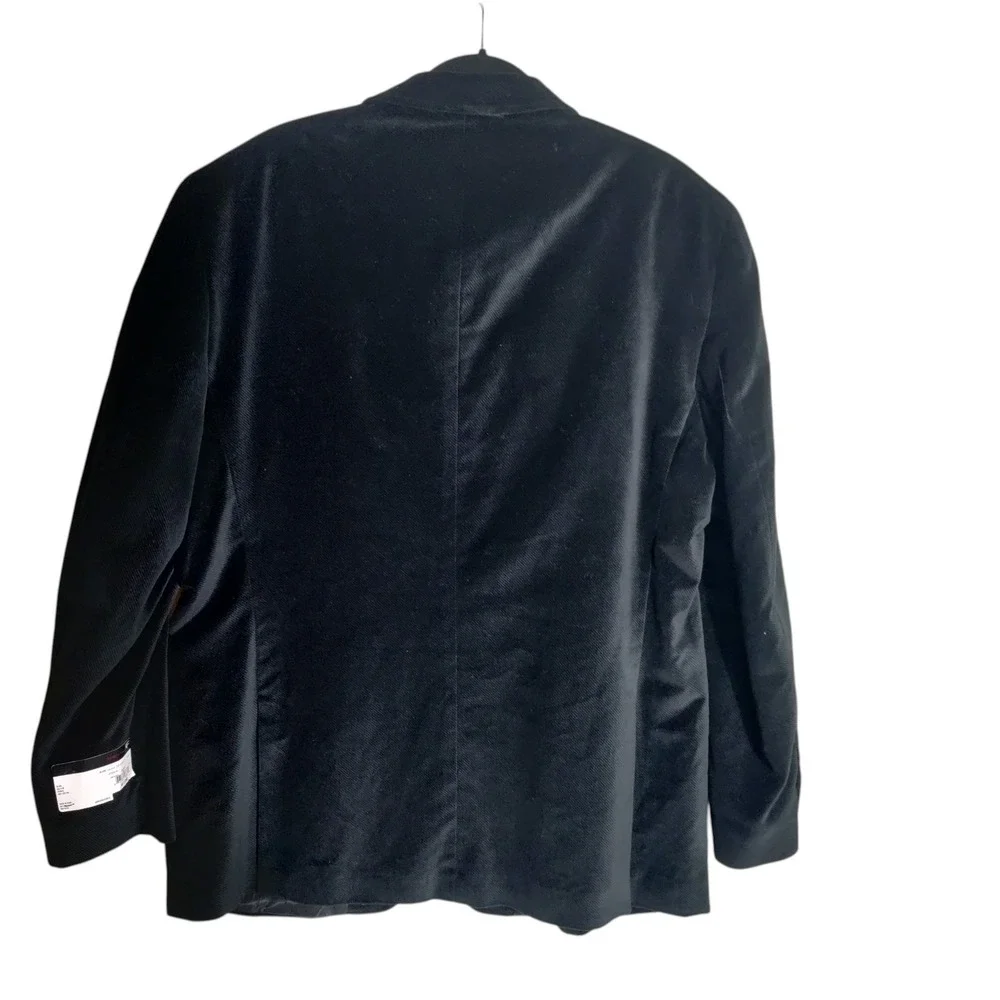 J.Ferrar Mens‎ Black Cotton Corduroy Blazer Modern Fit Size 48L New